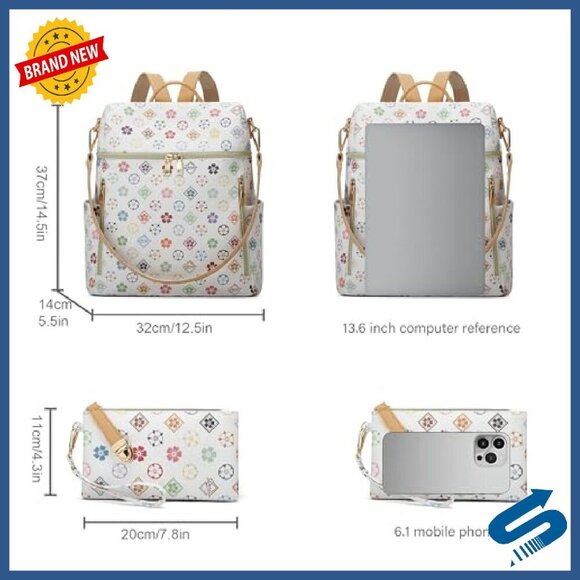 Convertible PU Leather Backpack Purse for Women - Travel Satchel Handbag